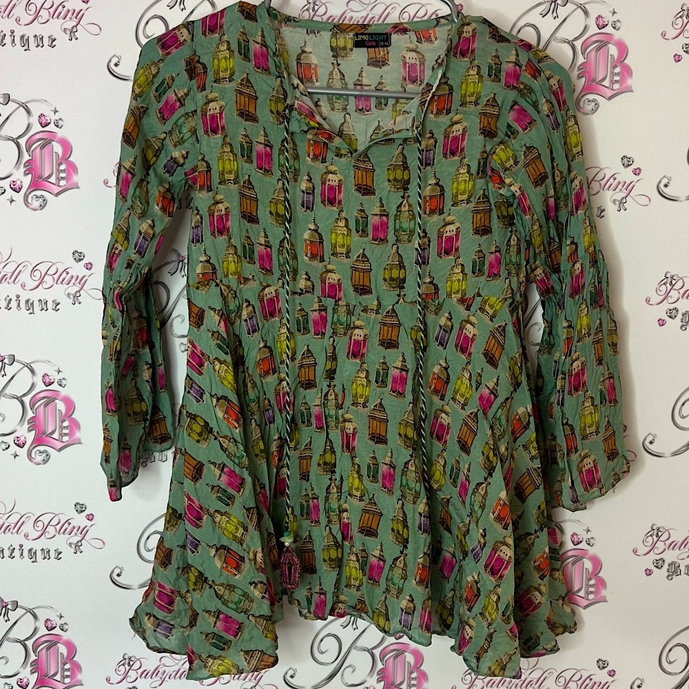 Limelight lantern top tassles matching fringe multi color unique Printed Tunic